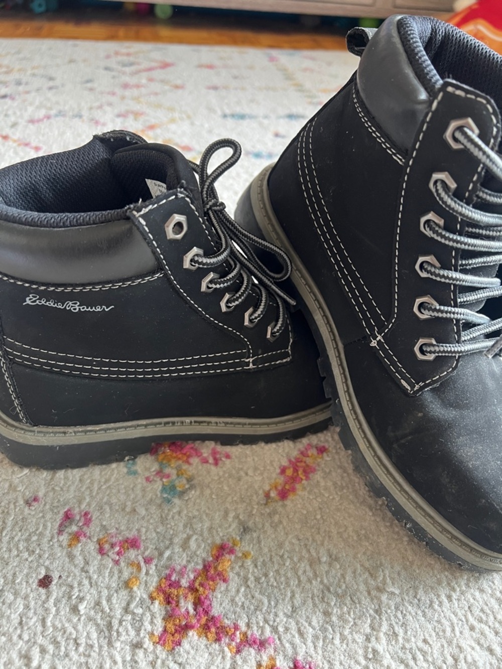 Eddie Bauer Black Lace-Up Hiking Style Ankle Boots